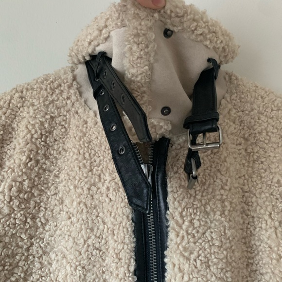 Zara Shearling Moto Style Jacket - Picture 3 of 6